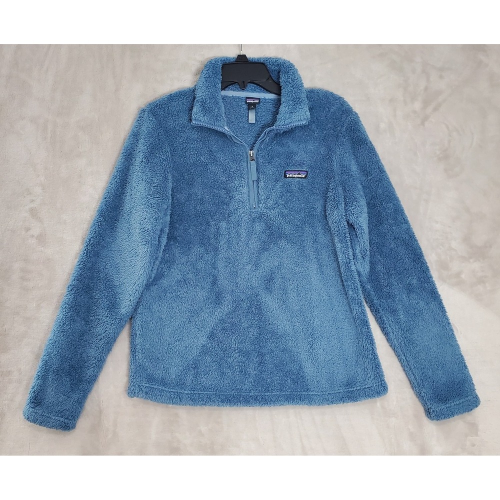 Patagonia Los Gatos Fleece Jacket Womens M Blue 1/4 Zip Pullover Cozy Sweater